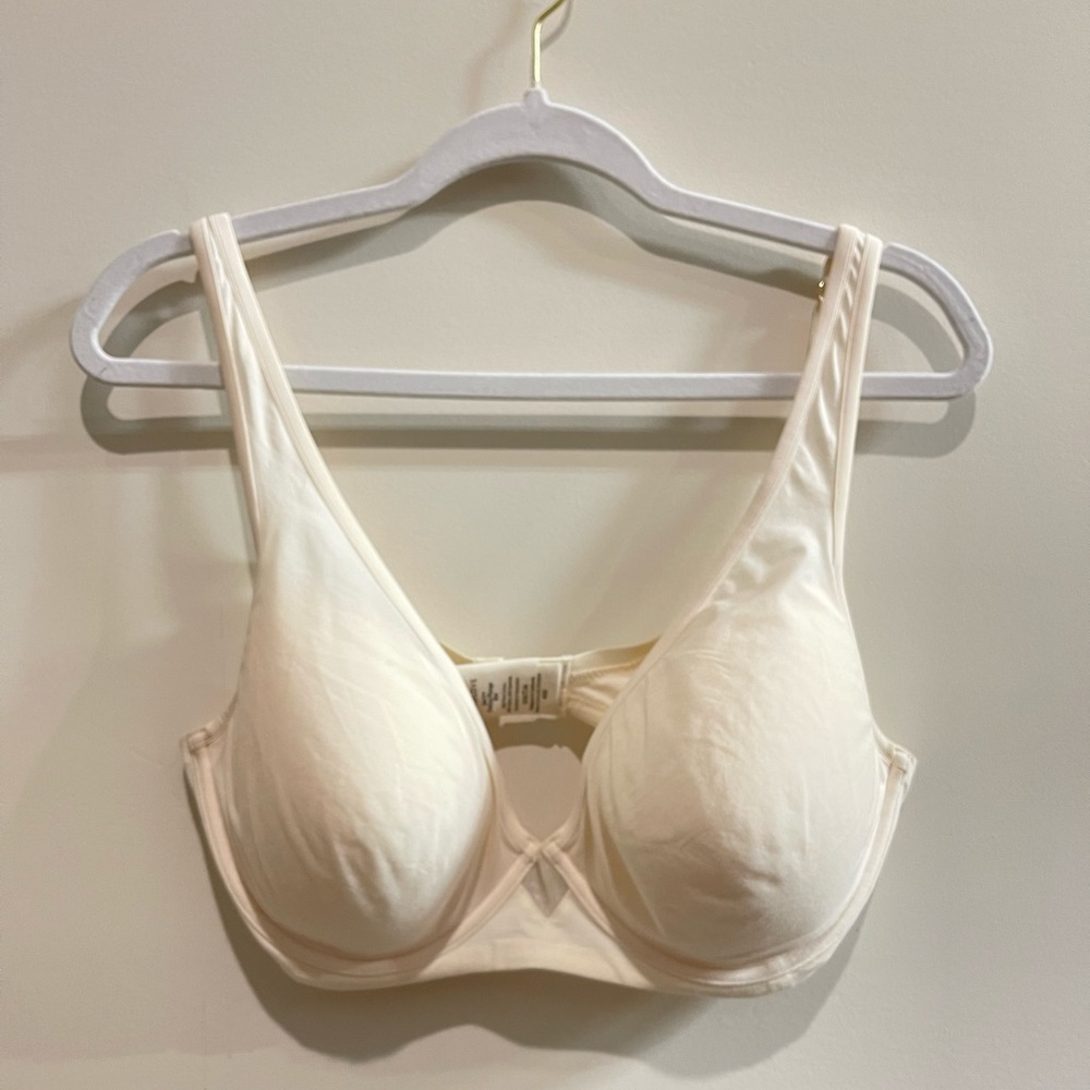 Thirdlove 24/7 cotton plunge bra, ivory, EUC